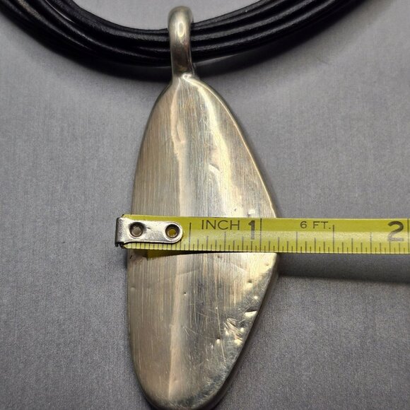 Sterling Silver Simon Sebbag SSD Pendant Choker Necklace 12" Black Leather Cord - Picture 7 of 9